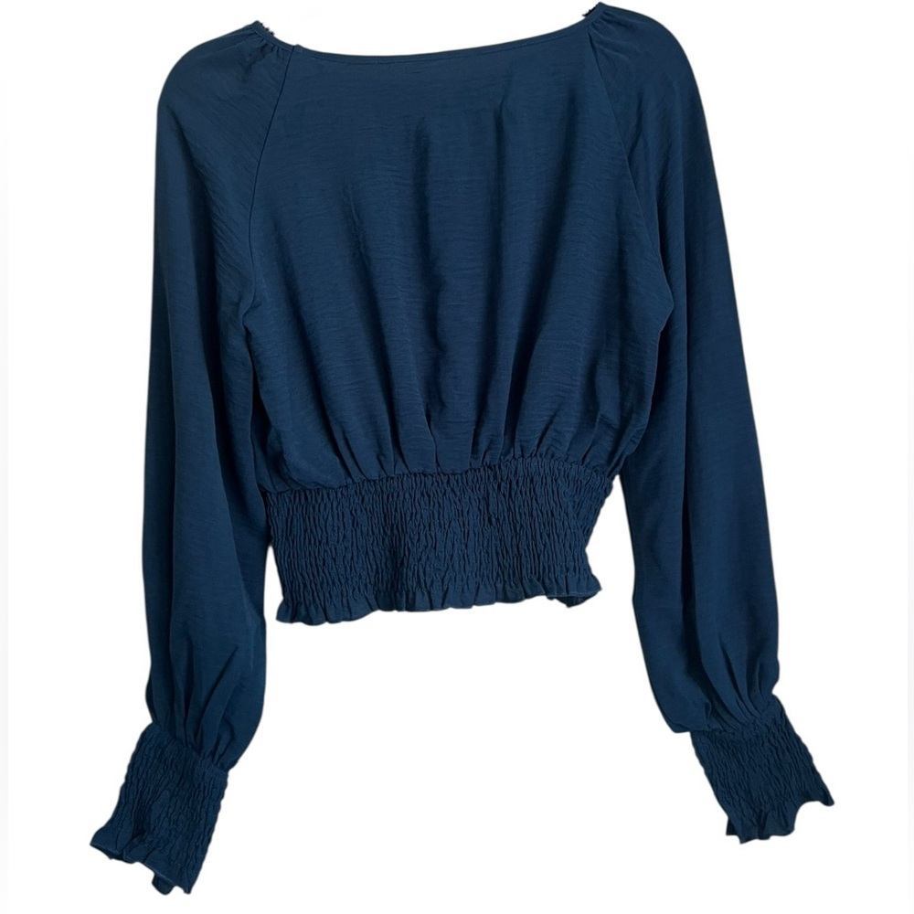 Cupshe NWT Cropped Blue Blouse Elastic Bottom Top - S